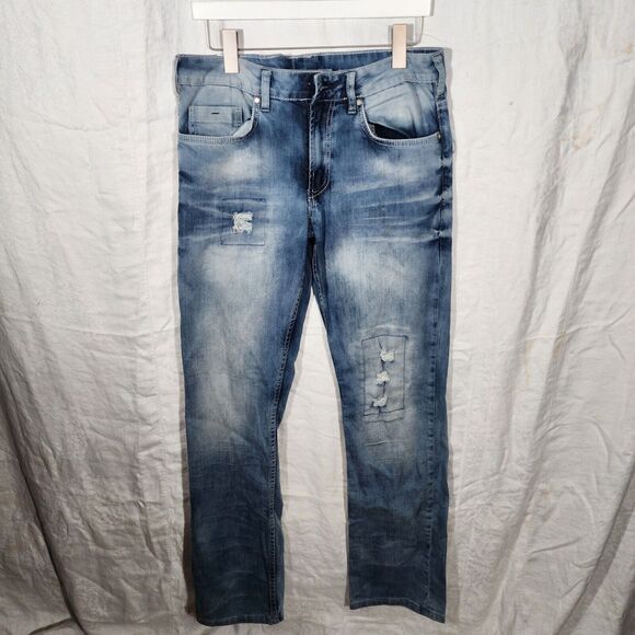 BUFFALO DavidBrutton Jeans 34 X 31 distressed & missing rivet buttoin at waist - Picture 3 of 9
